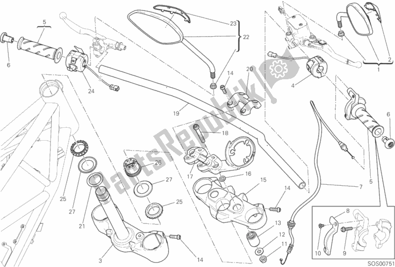 Toutes les pièces pour le Guidon Et Commandes du Ducati Scrambler Street Classic Thailand USA 803 2018